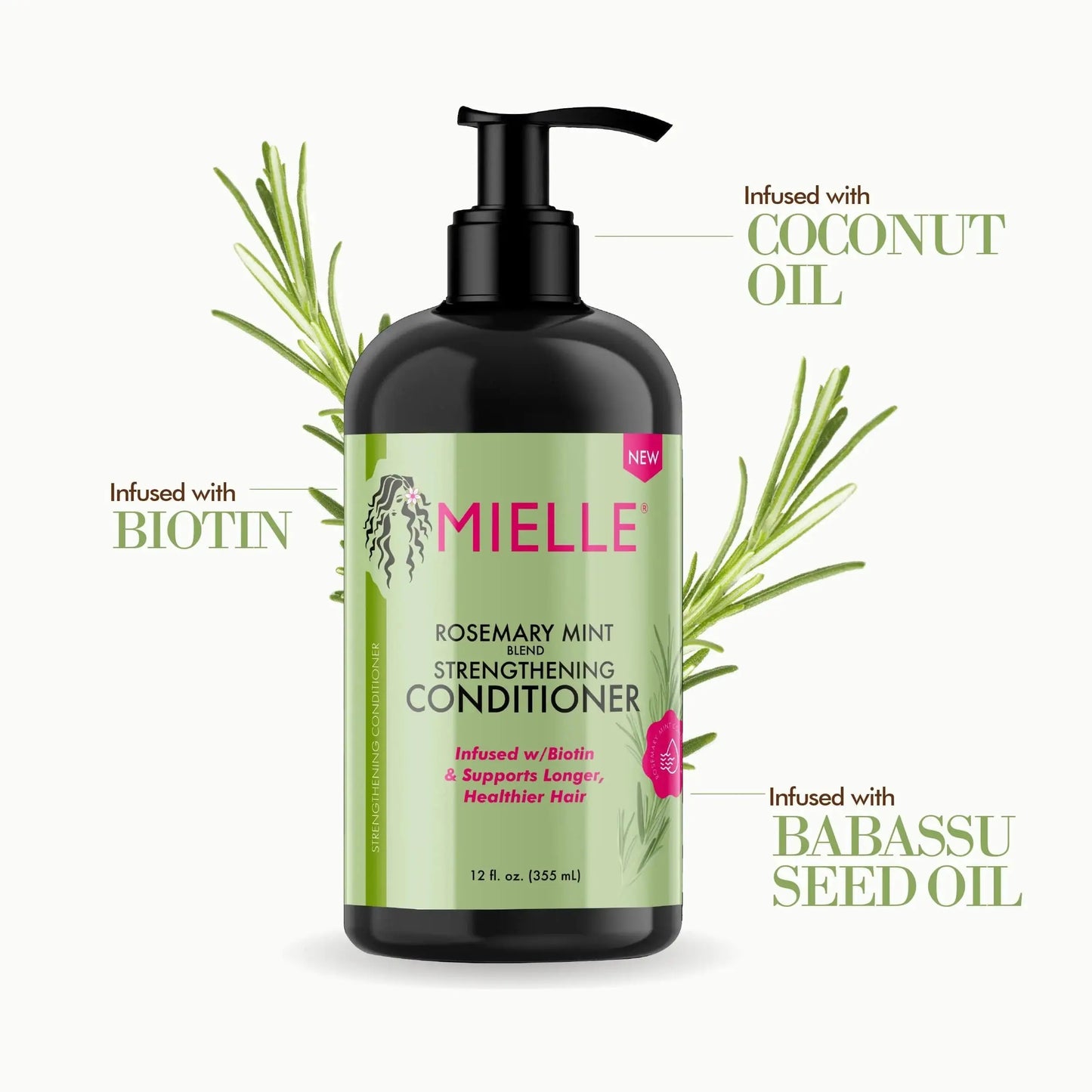 An image of the Mielle Rosemary Mint Leave-In Conditioner wit text overlay