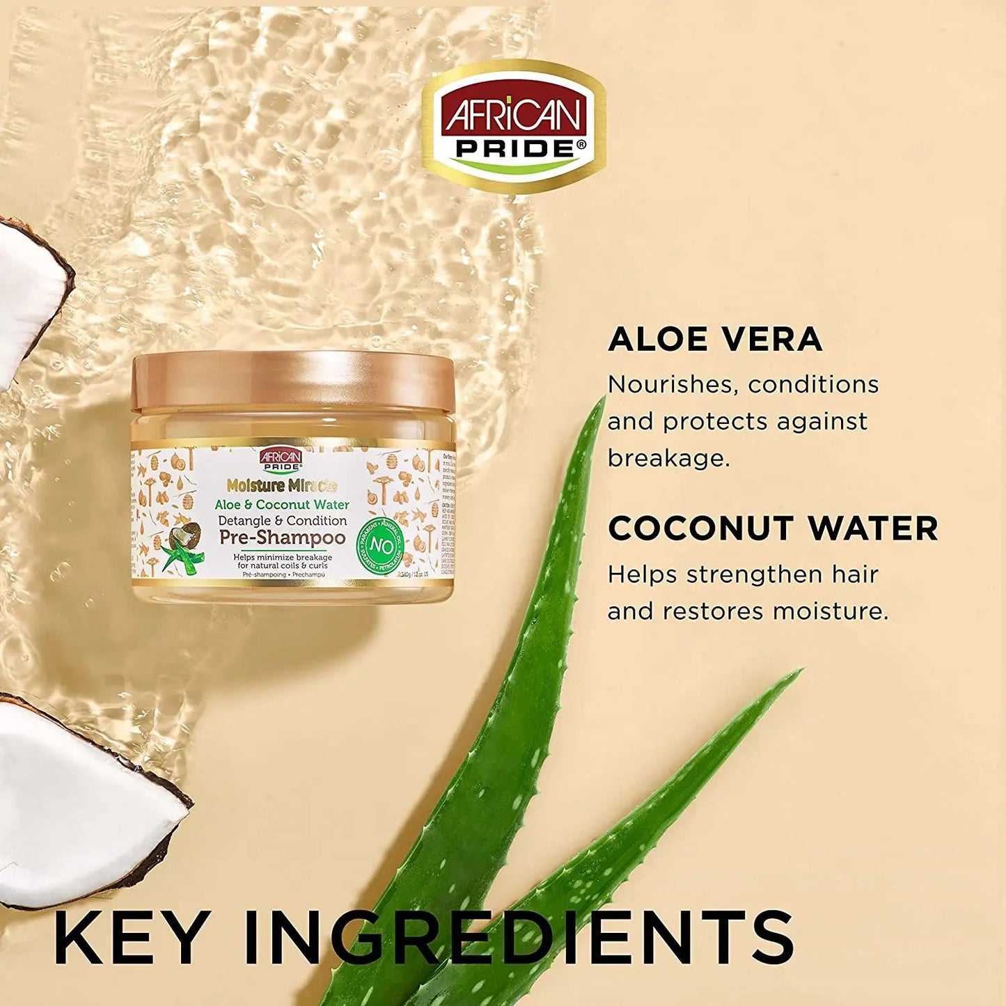 African Pride Moisture Miracle Aloe & Coconut Water Pre-Shampoo (12oz)