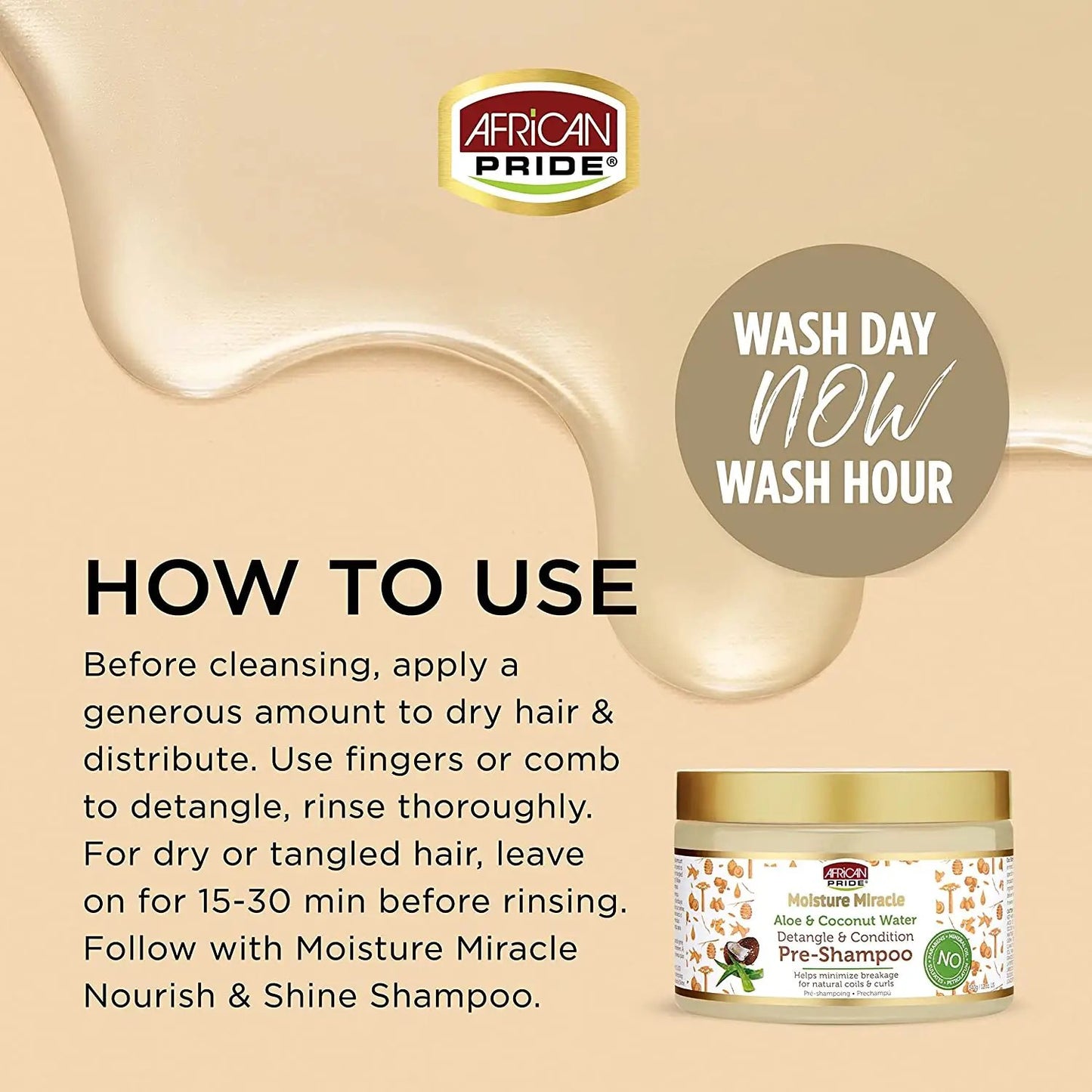 African Pride Moisture Miracle Aloe & Coconut Water Pre-Shampoo (12oz)