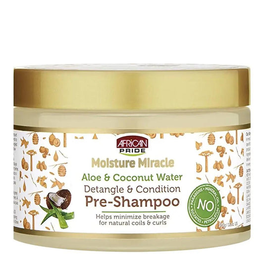 an jar of the African Pride Moisture Miracle Pre-Shampoo.